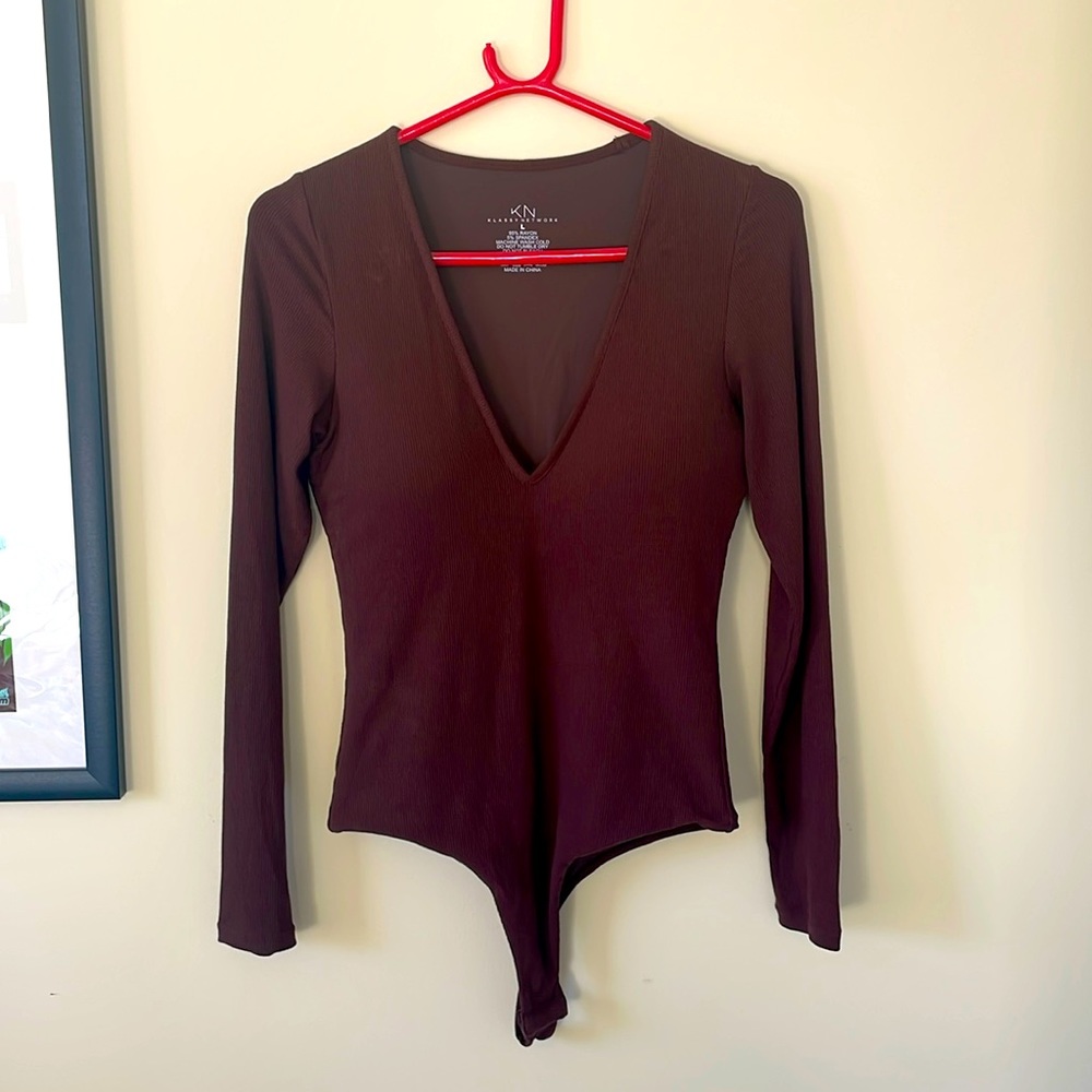 Klassy Network brown long sleeve bodysuit NWOT